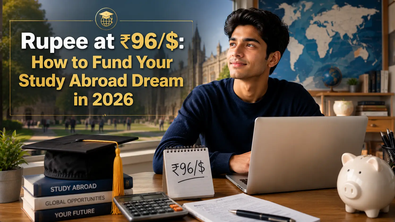 Rupee at 96 per dollar 2026 – How to fund study abroad for Indian students