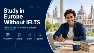 study in Europe without IELTS 2026 MOI Duolingo guide for Indian students - Peoples Overseas Surat