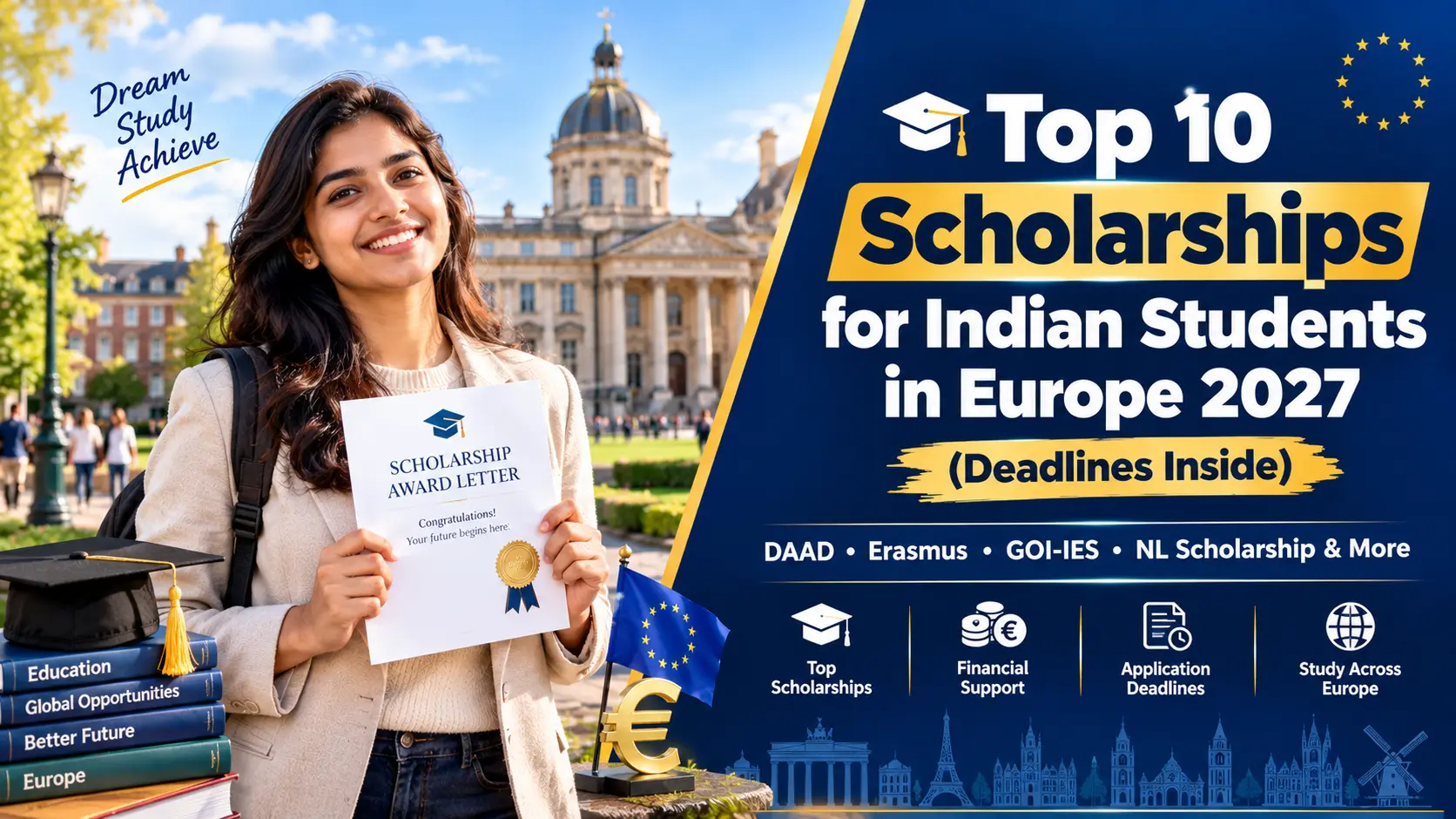 Top 10 scholarships for Indian students in Europe 2027 – deadlines and eligibility featured image